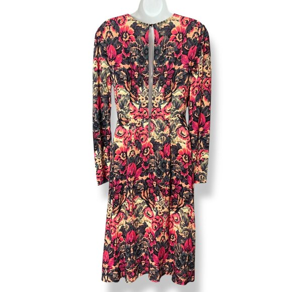 Sam & Lavi Anthropologie Selma Dress Midi Floral Graphic Size XS Peekaboo Back - Picture 4 of 13